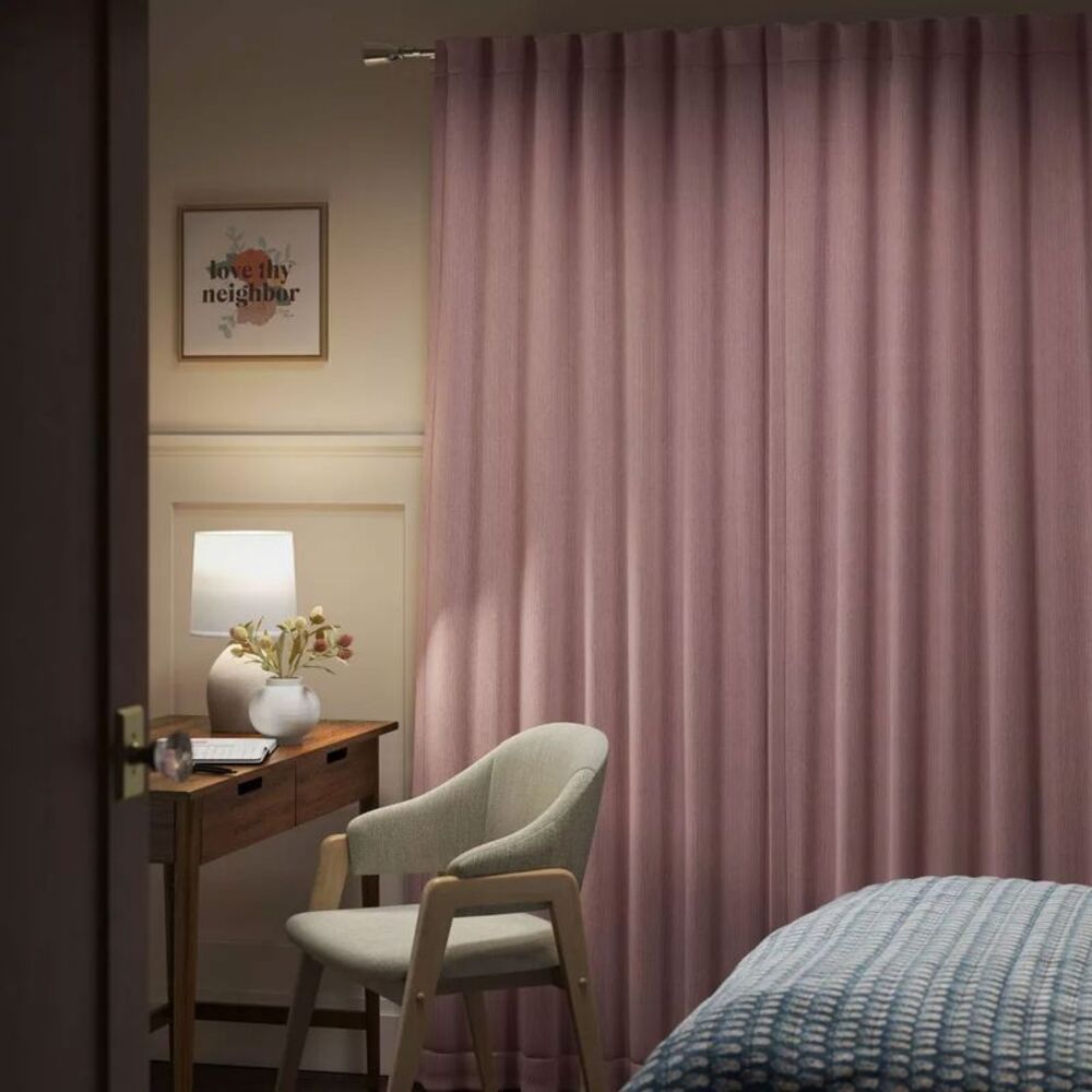 Threshold - 50"x84" Blackout Corded Ribbed Curtain Rose Pink - Pink
